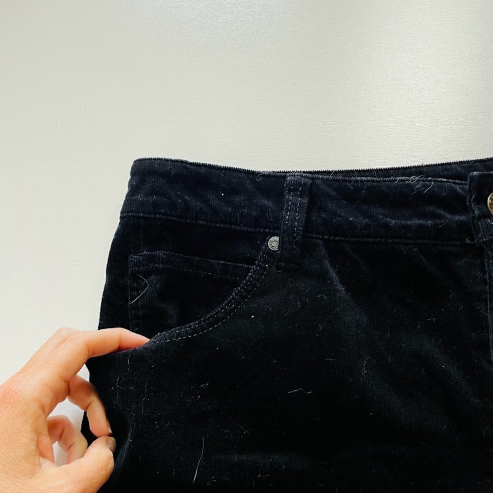 Talbots Pant Trouser High Waist Straight Leg Corduroy Black Classic Holiday Plus - Picture 3 of 9